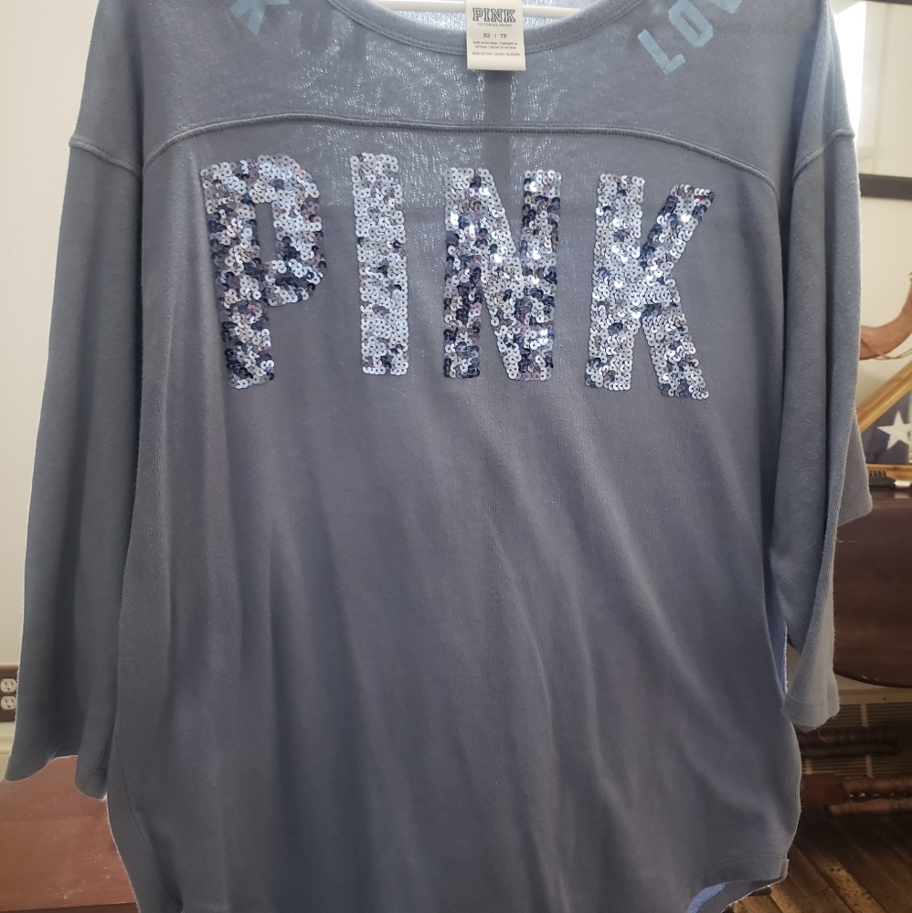 Pink bling 3/4 sleeve top